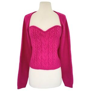 NEW Wayf Knit Shrug Sweater & Tube Top Set Bright Pink Large